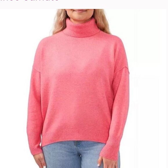 New Vince Camuto Women's  Pink Lightweight Turtleneck Sweater Stretch Soft large - Picture 1 of 6